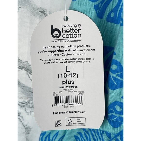 Wonder Nation girls Plus Size L (10-12) Blue Floral Romper - Picture 8 of 10